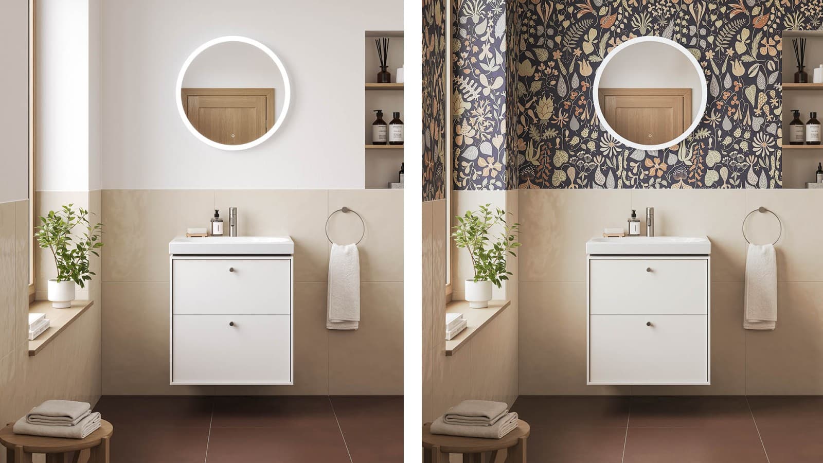 Ifö badrum med och utan tapet